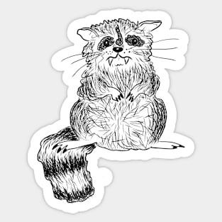 Black and White Raccoon Sticker